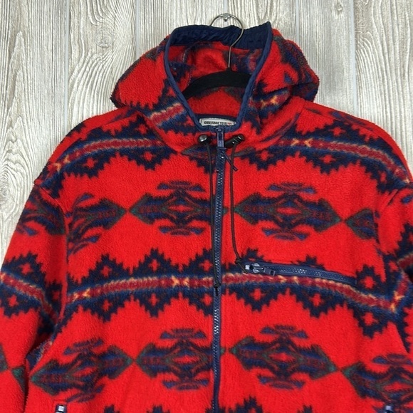 90’s Obermeyer Laramie Anorak Southwestern Aztec Hooded 1/2 Zip Fleece Size XL - Picture 2 of 15